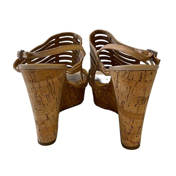 Franco Sarto Sombre Beige Leather Wedge Sandal Size 10 - Picture 7 of 11
